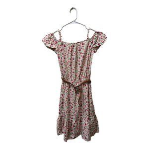 C22 Children’s Place White and Pink Floral Dress with Belt, XS, NWT